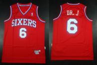 Philadelphia 76ers -6 Julius Erving Red Throwback DR J Stitched NBA Jersey