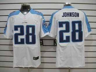 Nike Titans -28 Chris Johnson White Stitched NFL Elite Jersey