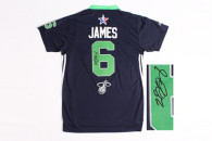 Autographed 2014 NBA All Star Miami Heat -6 LeBron James Swingman Navy Blue Jersey