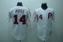 Mitchell and Ness Philadelphia Phillies #14 Rose Stitched White Red Strip Throwback MLB Jersey Mitchell and Ness Philadelphia Phillies #14 Rose Stitched White Red Strip Throwback MLB Jersey