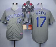 Kansas City Royals -17 Wade Davis Grey Cool Base W 2015 World Series Patch Stitched MLB Jersey