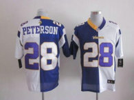 Nike Vikings -28 Adrian Peterson Purple White Embroidered NFL Elite Split Jersey