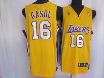 Los Angeles Lakers -16 Pau Gasol Stitched Yellow Champion Patch NBA Jersey Los Angeles Lakers -16 Pau Gasol Stitched Yellow Champion Patch NBA Jersey