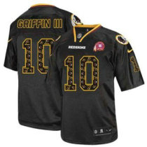 Nike Redskins -10 Robert Griffin III New Lights Out Black With 80TH Patch Stitched NFL Elite Jersey Nike Redskins -10 Robert Griffin III New Lights Out Black With 80TH Patch Stitched NFL Elite Jersey