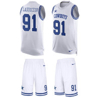 Cowboys -91 L P  Ladouceur White Stitched NFL Limited Tank Top Suit Jersey