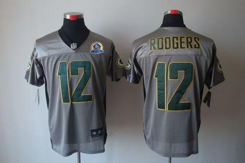 Nike Green Bay Packers #12 Aaron Rodgers Grey Shadow With Hall of Fame 50th Patch Men's Stitched NFL