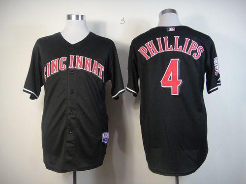 Cincinnati Reds -4 Brandon Phillips Black Stitched MLB Jersey
