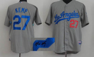 MLB Los Angeles Dodgers -27 Matt Kemp Stitched Grey Autographed Jersey