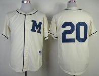 Milwaukee Brewers -20 Jonathan Lucroy Cream 1913 Turn Back The Clock Stitched MLB Jersey