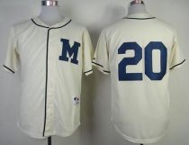 Milwaukee Brewers -20 Jonathan Lucroy Cream 1913 Turn Back The Clock Stitched MLB Jersey