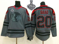 Chicago Blackhawks -20 Brandon Saad Charcoal Cross Check Fashion 2015 Stanley Cup Stitched NHL Jerse