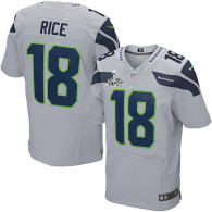 Seattle Seahawks Super Bowl XLVIII #18 Men‘s Sidney Rice Elite Alternate Grey Jersey