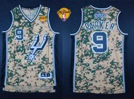 San Antonio Spurs -9 Tony Parker Camo Finals Patch Stitched NBA Jersey