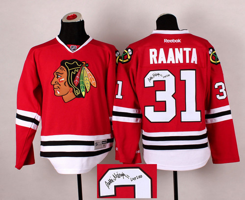 Autographed Chicago Blackhawks -31 Antti Niemi Stitched Red NHL Jersey