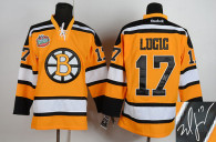 Autographed Boston Bruins -17 Milan Lucic Stitched Winter Classic Yellow NHL Jersey
