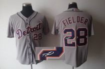 MLB Detroit Tigers #28 Prince Fielder Stitched Grey Autographed Jersey MLB Detroit Tigers #28 Prince Fielder Stitched Grey Autographed Jersey