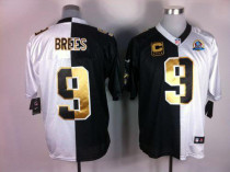Nike New Orleans Saints #9 Drew Brees White Black With Hall of Fame 50th Patch Men's Stitched NFL El Nike New Orleans Saints #9 Drew Brees White Black With Hall of Fame 50th Patch Men's Stitched NFL El