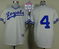 Kansas City Royals -4 Alex Gordon White 1974 Turn Back The Clock W 2015 World Series Patch Stitched
