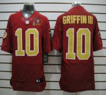 Nike Redskins -10 Robert Griffin III Red(Gold Number) 80TH Patch Stitched NFL Elite Jersey Nike Redskins -10 Robert Griffin III Red(Gold Number) 80TH Patch Stitched NFL Elite Jersey