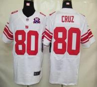Nike New York Giants #80 Victor Cruz White With 1925-2014 Season Patch Men's Stitched NFL Elite Jers