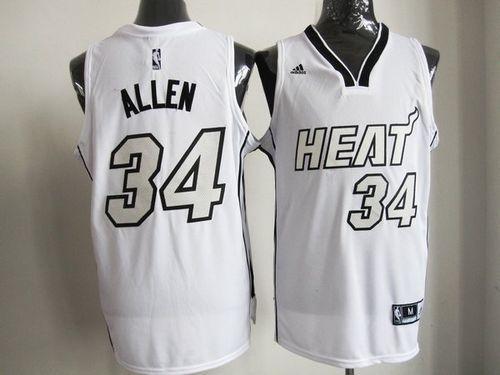 Miami Heat -34 Ray Allen White on White Stitched NBA Jersey