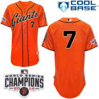 San Francisco Giants #7 Gregor Blanco Orange Alternate Cool Base W 2014 World Series Champions Patch