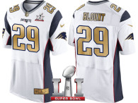NEW ENGLAND PATRIOTS -29 LEGARRETTE BLOUNT WHITE SUPER BOWL LI CHAMPIONS GOLD ELITE JERSEY