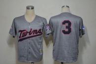 Mitchell And Ness 1969 Minnesota Twins -3 Harmon Killebrew Grey Throwback Stitched MLB Jersey