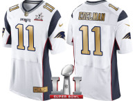 NEW ENGLAND PATRIOTS -11 JULIAN EDELMAN WHITE SUPER BOWL LI CHAMPIONS GOLD ELITE JERSEY