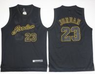 Chicago Bulls -23 Michael Jordan Black Gold No Anniversary Stitched NBA Jersey