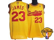 Mitchell and Ness Cleveland Cavaliers -23 LeBron James Yellow Throwback The Finals Patch Stitched NB Mitchell and Ness Cleveland Cavaliers -23 LeBron James Yellow Throwback The Finals Patch Stitched NB