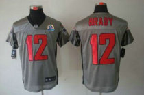 Nike Patriots -12 Tom Brady Grey Shadow With Hall of Fame 50th Patch Stitched NFL Elite Jersey Nike Patriots -12 Tom Brady Grey Shadow With Hall of Fame 50th Patch Stitched NFL Elite Jersey