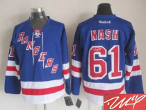 Autographed New York Rangers -61 Rick Nash Blue Home Stitched NHL Jersey Autographed New York Rangers -61 Rick Nash Blue Home Stitched NHL Jersey
