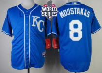 Kansas City Royals -8 Mike Moustakas Blue Alternate 2 Cool Base W 2015 World Series Patch Stitched M Kansas City Royals -8 Mike Moustakas Blue Alternate 2 Cool Base W 2015 World Series Patch Stitched M