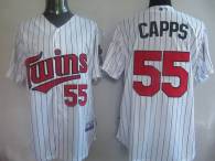 Minnesota Twins -55 Matt Capps White Blue Strip Cool Base Stitched MLB Jersey