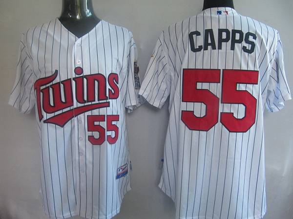 Minnesota Twins -55 Matt Capps White Blue Strip Cool Base Stitched MLB Jersey
