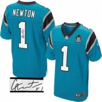 Nike Panthers -1 Cam Newton Blue Alternate With 20TH Season Patch Stitched Autographed Jersey Nike Panthers -1 Cam Newton Blue Alternate With 20TH Season Patch Stitched Autographed Jersey