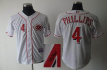 MLB Cincinnati Reds -4 Brandon Phillips Stitched White Autographed Jersey MLB Cincinnati Reds -4 Brandon Phillips Stitched White Autographed Jersey