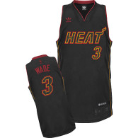 Miami Heat -3 Dwyane Wade Carbon Fiber Fashion Black Stitched NBA Jersey