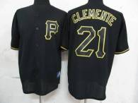 Pittsburgh Pirates #21 Roberto Clemente Black Fashion Stitched MLB Jersey
