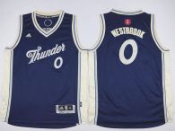Oklahoma City Thunder #0 Russell Westbrook Blue 2015-2016 Christmas Day Stitched Youth NBA Jersey