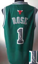 Autographed Chicago Bulls -1 Derrick Rose Stitched Green NBA Jersey Autographed Chicago Bulls -1 Derrick Rose Stitched Green NBA Jersey