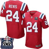 Nike New England Patriots -24 Darrelle Revis Red Alternate Super Bowl XLIX Champions Patch Mens Stit