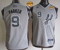 San Antonio Spurs #9 Tony Parker Grey With Finals Patch Youth Stitched NBA Jersey