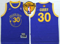 Golden State Warriors -30 Stephen Curry Blue New Throwback The Finals Patch Stitched NBA Jersey