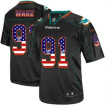 Nike Miami Dolphins -91 Cameron Wake Black NFL Elite USA Flag Fashion Jersey Nike Miami Dolphins -91 Cameron Wake Black NFL Elite USA Flag Fashion Jersey