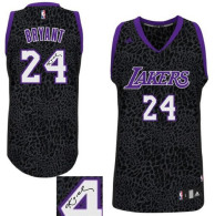 Autographed -24 Kobe Bryant Los Angeles Lakers Crazy Light Swingman Jersey