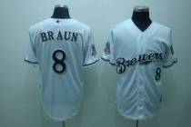 Milwaukee Brewers -8 Ryan Braun Stitched White MLB Jersey