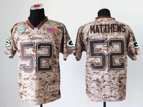 Nike Green Bay Packers #52 Clay Matthews Camo Men's Stitched NFL New Elite USMC Jersey