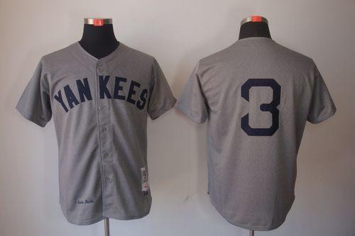 Mitchell And Ness 1929 New York Yankees -3 Babe Ruth Grey Throwback Stitched MLB Jersey